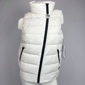 DKNY Womens Asymmetrical Zip Down Fill Ballerina V